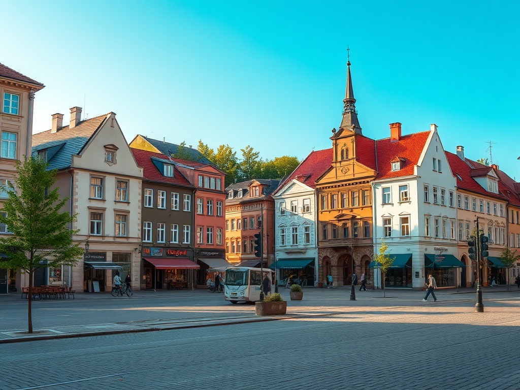 Mapa pokazująca infrastrukturę i usługi w Pionkach, z naciskiem na dostępność placówek i udogodnień dla mieszkańców.