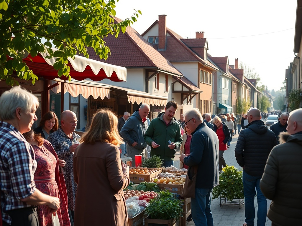 Mieszkańcy Pionek cieszący się wiosenną pogodą podczas majówki, pikniki i zabawy na świeżym powietrzu.